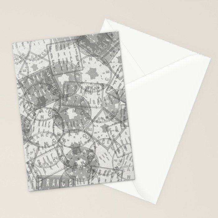 Vintage Paris France Travel Stamp Pattern Stationery Card Gallery Image 2