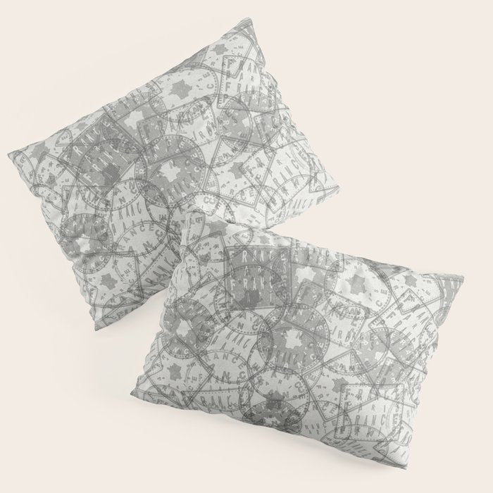 Vintage Paris France Travel Stamp Pattern Pillow Sham Gallery Image 3