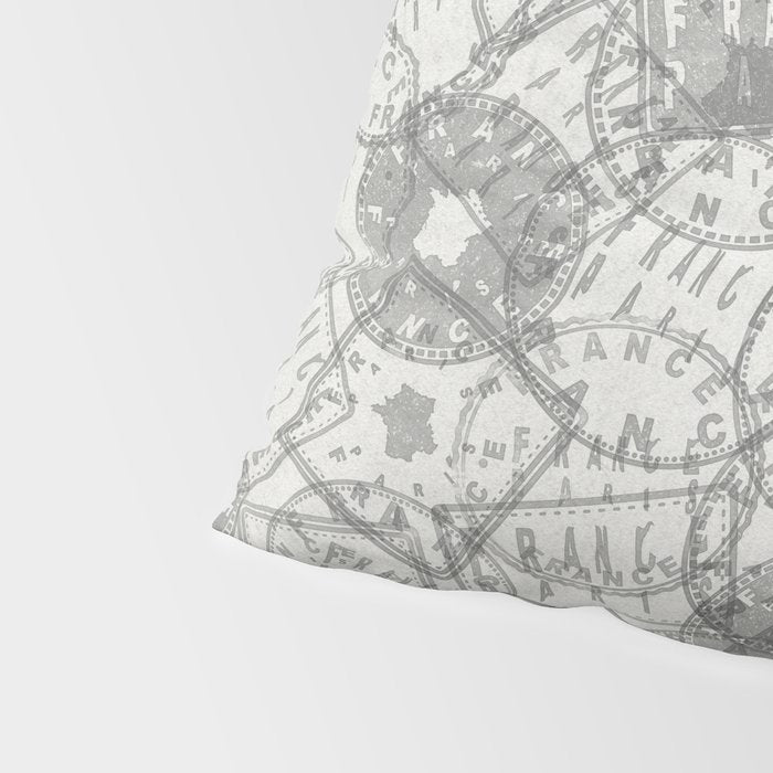 Vintage Paris France Travel Stamp Pattern Pillow Sham Gallery Image 4