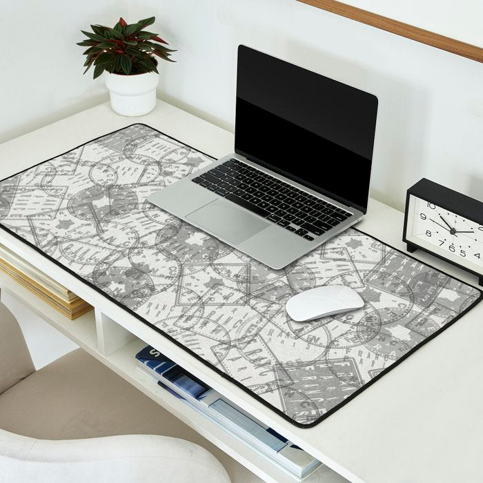 Vintage Paris France Travel Stamp Pattern Desk Mat Gallery Image 2