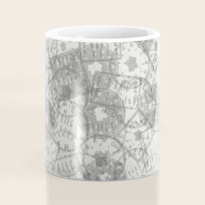 Vintage Paris France Travel Stamp Pattern Coffee Mug Gallery Image 4