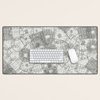 Vintage Paris France Travel Stamp Pattern Desk Mat Gallery Image 1