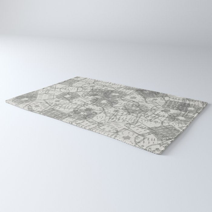 Vintage Paris France Travel Stamp Pattern Rug Gallery Image 3