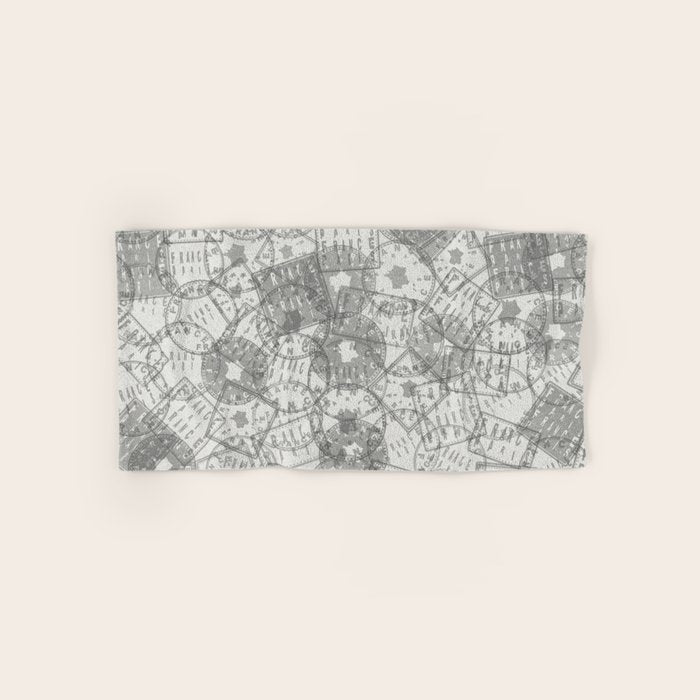 Vintage Paris France Travel Stamp Pattern Bath Towel Gallery Image 1