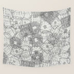 Vintage Paris France Travel Stamp Pattern Wall Tapestry Gallery Image 4