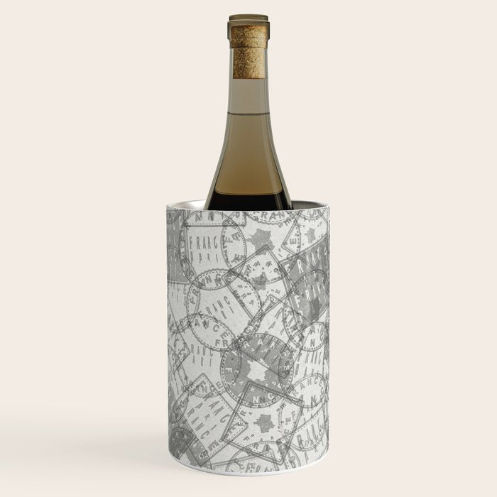 Vintage Paris France Travel Stamp Pattern Wine Chiller Gallery Image 2