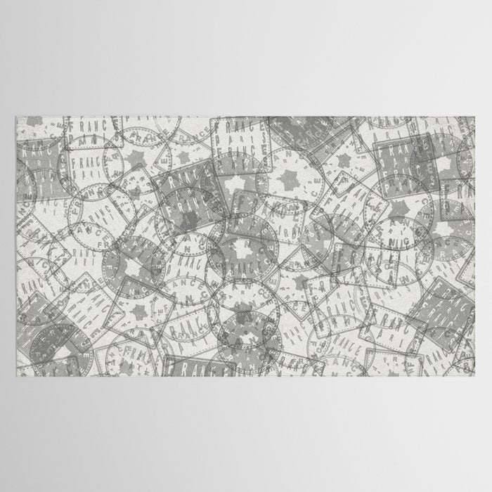 Vintage Paris France Travel Stamp Pattern Tablecloth Gallery Image 2