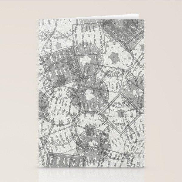 Vintage Paris France Travel Stamp Pattern Stationery Card Gallery Image 2
