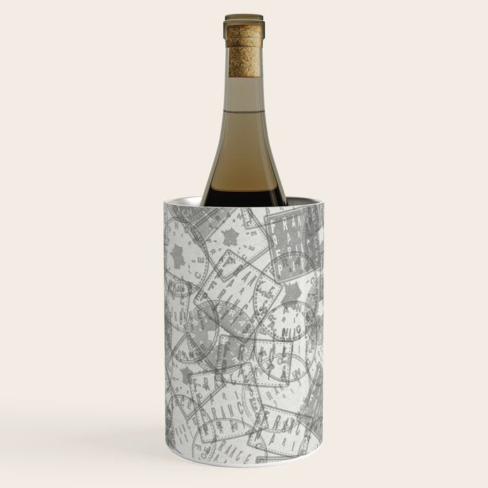 Vintage Paris France Travel Stamp Pattern Wine Chiller Gallery Image 3