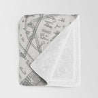 Vintage Paris France Travel Stamp Pattern Throw Blanket Gallery Image 3