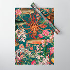 Floral Ocean Eden on Teal Wrapping Paper Gallery Image 1