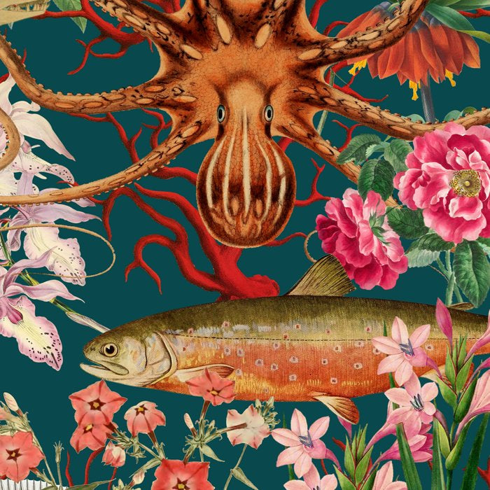 Floral Ocean Eden on Teal Coffee Mug Gallery Image 2