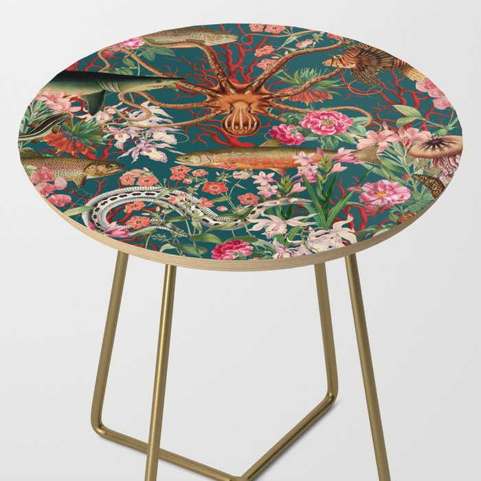 Floral Ocean Eden on Teal Side Table Gallery Image 2