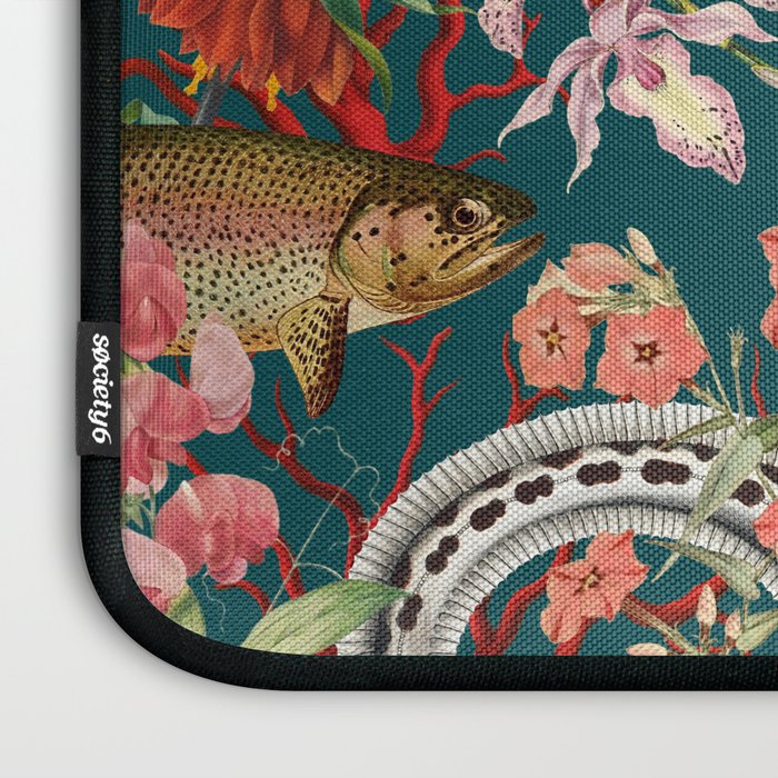 Floral Ocean Eden on Teal Laptop Sleeve Gallery Image 3