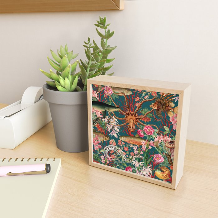 Floral Ocean Eden on Teal Mini Art Print Gallery Image 2