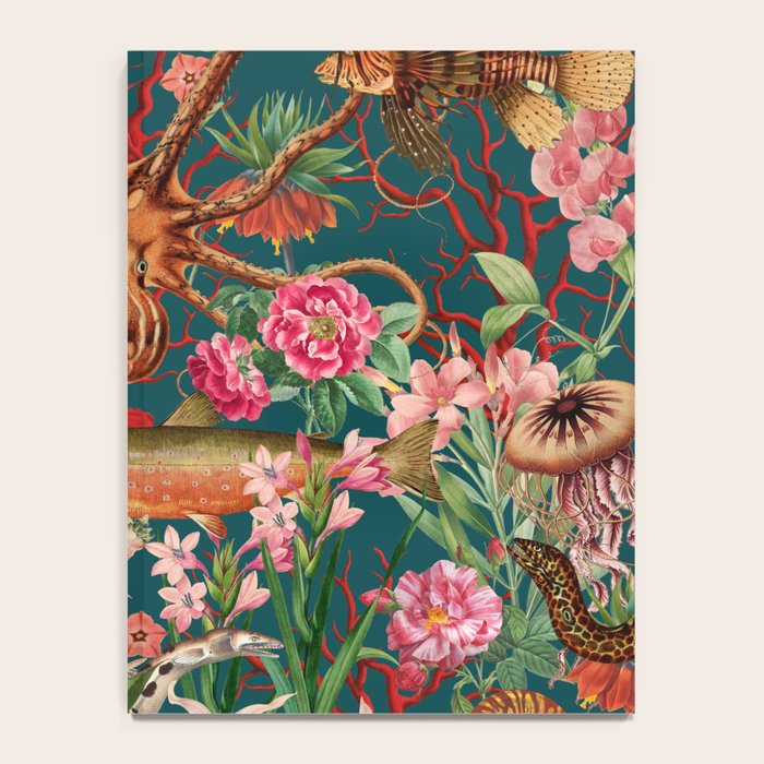 Floral Ocean Eden on Teal Notebook Gallery Image 4