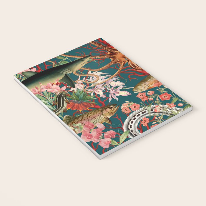 Floral Ocean Eden on Teal Notebook Gallery Image 3