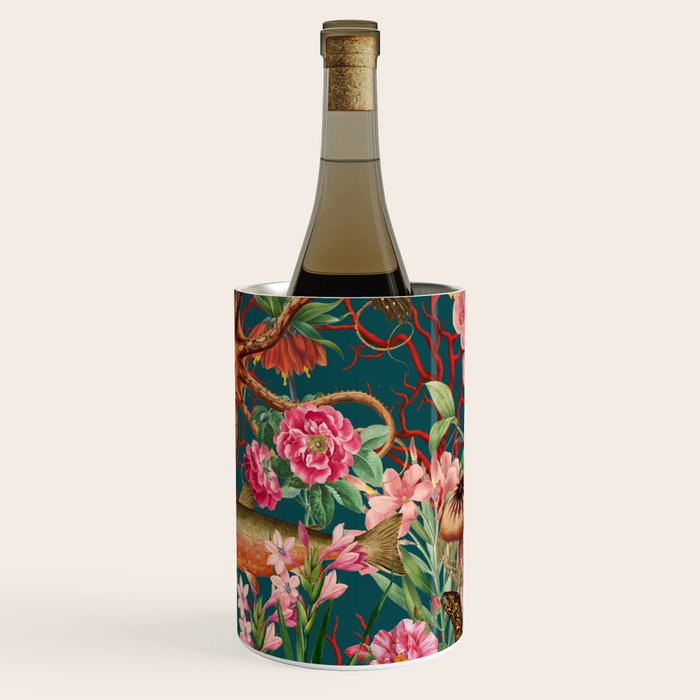 Floral Ocean Eden on Teal Wine Chiller Gallery Image 3