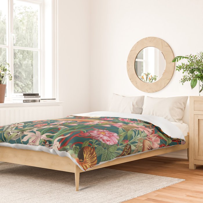 Floral Ocean Eden on Teal Duvet Cover Gallery Image 2