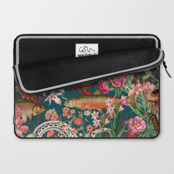 Floral Ocean Eden on Teal Laptop Sleeve Gallery Image 2