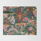 Floral Ocean Eden on Teal Throw Blanket Gallery Image 2