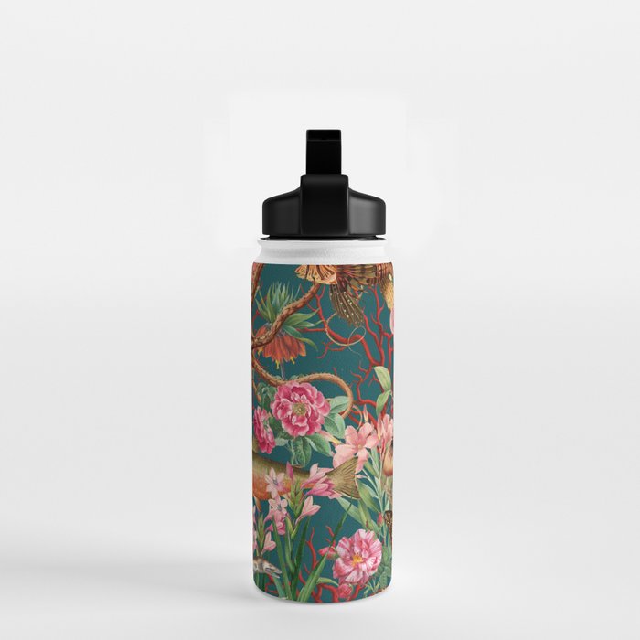 Floral Ocean Eden on Teal Water Bottle Gallery Image 2
