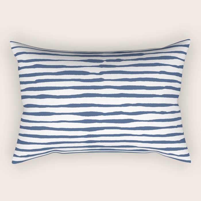 Indigo Blue Watercolor Horizontal Lines  Rectangular Pillow Gallery Image 2