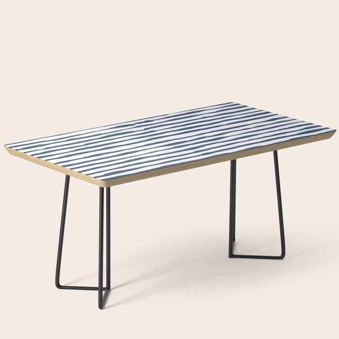 Indigo Blue Watercolor Horizontal Lines  Coffee Table Gallery Image 1