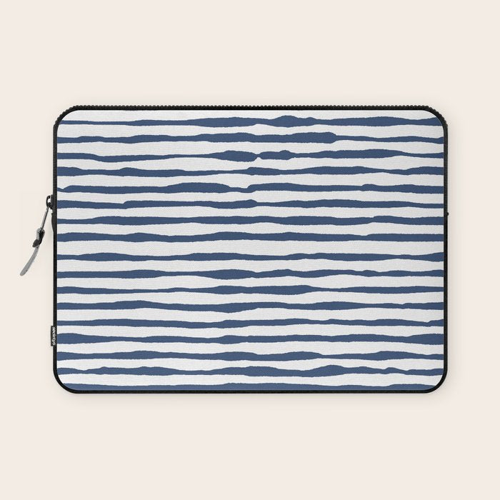 Indigo Blue Watercolor Horizontal Lines  Laptop Sleeve Gallery Image 1