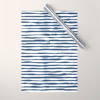 Indigo Blue Watercolor Horizontal Lines  Wrapping Paper Gallery Image 1