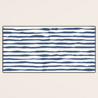 Indigo Blue Watercolor Horizontal Lines  Desk Mat Gallery Image 3