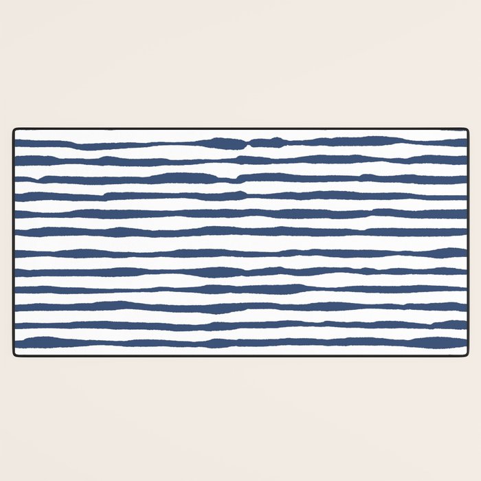 Indigo Blue Watercolor Horizontal Lines  Desk Mat Gallery Image 3