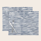 Indigo Blue Watercolor Horizontal Lines  Placemat Gallery Image 1