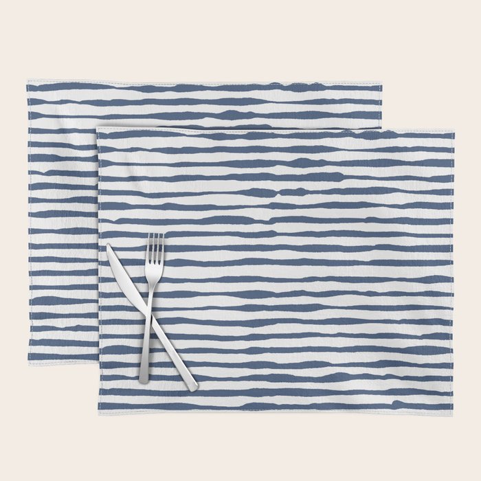 Indigo Blue Watercolor Horizontal Lines  Placemat Gallery Image 1