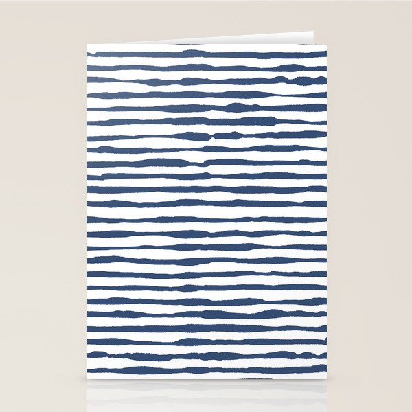 Indigo Blue Watercolor Horizontal Lines  Stationery Card Gallery Image 2
