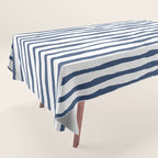 Indigo Blue Watercolor Horizontal Lines  Tablecloth Gallery Image 1