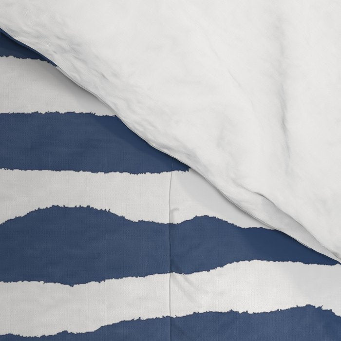 Indigo Blue Watercolor Horizontal Lines  Comforter Gallery Image 4