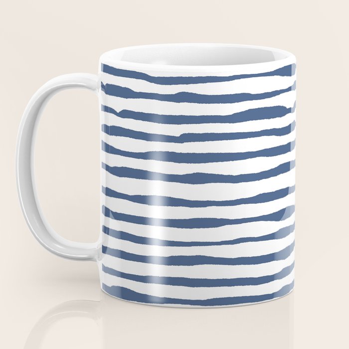 Indigo Blue Watercolor Horizontal Lines  Coffee Mug Gallery Image 3