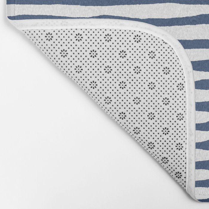 Indigo Blue Watercolor Horizontal Lines  Bath Mat Gallery Image 2