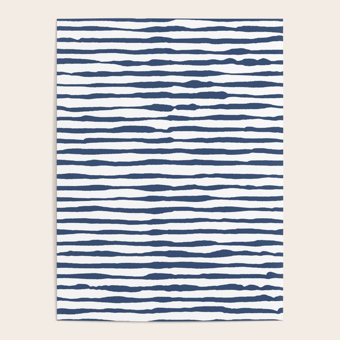 Indigo Blue Watercolor Horizontal Lines  Poster Gallery Image 1