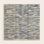 Indigo Blue Watercolor Horizontal Lines  Wood Wall Art Gallery Image 1