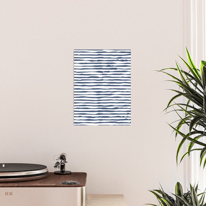 Indigo Blue Watercolor Horizontal Lines  Poster Gallery Image 2