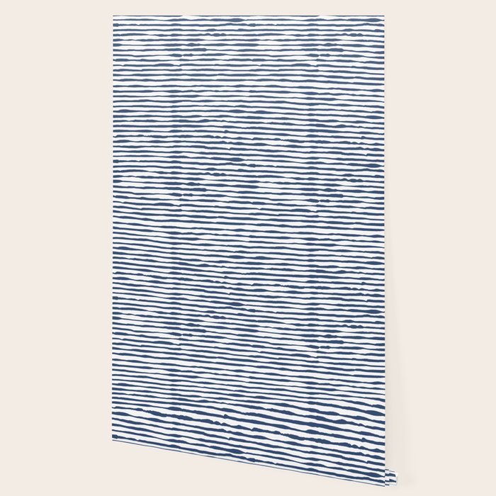 Indigo Blue Watercolor Horizontal Lines  Wallpaper Gallery Image 2