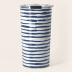Indigo Blue Watercolor Horizontal Lines  Travel Mug Gallery Image 1