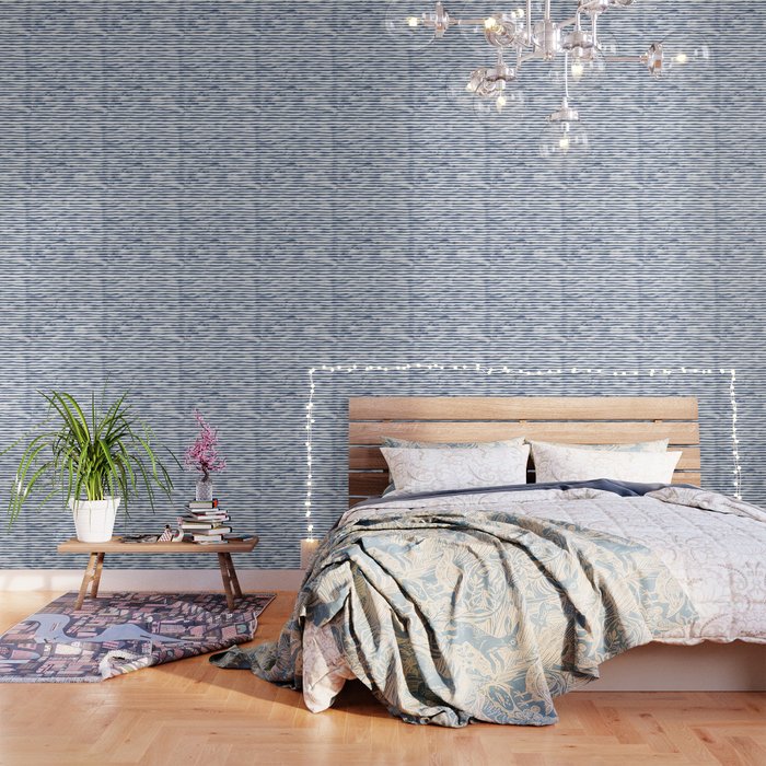 Indigo Blue Watercolor Horizontal Lines  Wallpaper Gallery Image 3