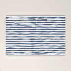 Indigo Blue Watercolor Horizontal Lines  Welcome Mat Gallery Image 1