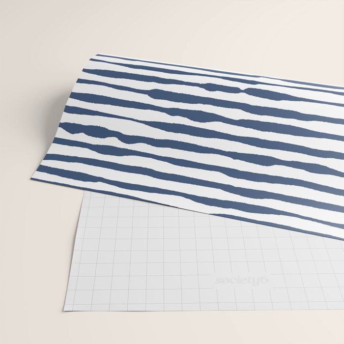 Indigo Blue Watercolor Horizontal Lines  Wrapping Paper Gallery Image 2