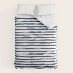 Indigo Blue Watercolor Horizontal Lines  Duvet Cover Gallery Image 6
