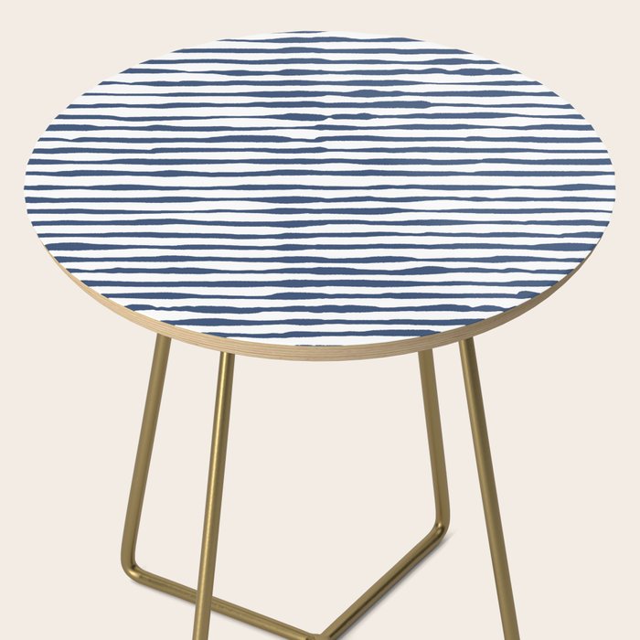 Indigo Blue Watercolor Horizontal Lines  Side Table Gallery Image 2