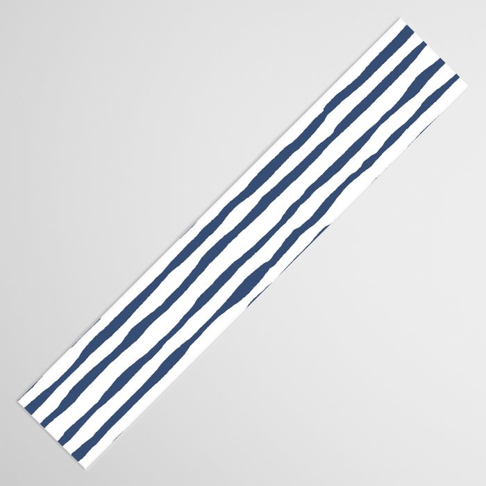 Indigo Blue Watercolor Horizontal Lines  Table Runner Gallery Image 3